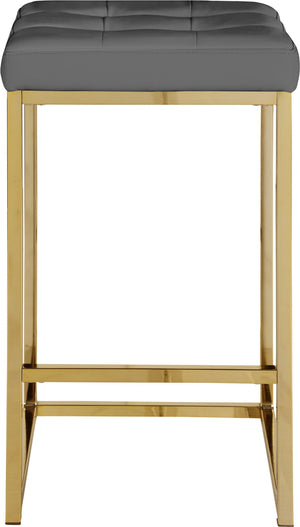 Nicola Faux Leather / Steel / Foam Contemporary Grey Faux Leather Stool - 15" W x 15" D x 26.5" H