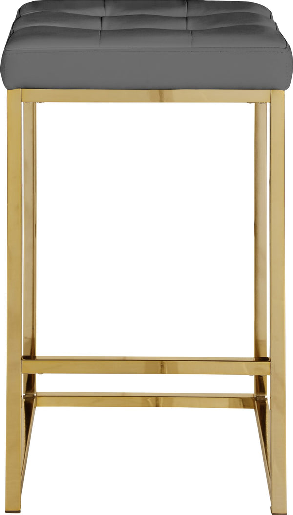 Nicola Faux Leather / Steel / Foam Contemporary Grey Faux Leather Stool - 15" W x 15" D x 26.5" H