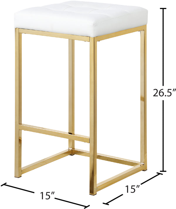 Nicola Faux Leather / Steel / Foam Contemporary White Faux Leather Stool - 15" W x 15" D x 26.5" H