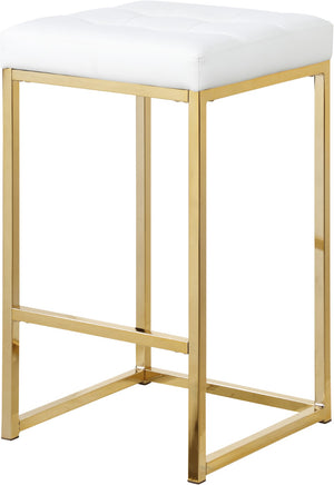 Nicola Faux Leather / Steel / Foam Contemporary White Faux Leather Stool - 15" W x 15" D x 26.5" H