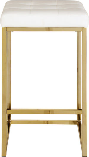 Nicola Faux Leather / Steel / Foam Contemporary White Faux Leather Stool - 15" W x 15" D x 26.5" H