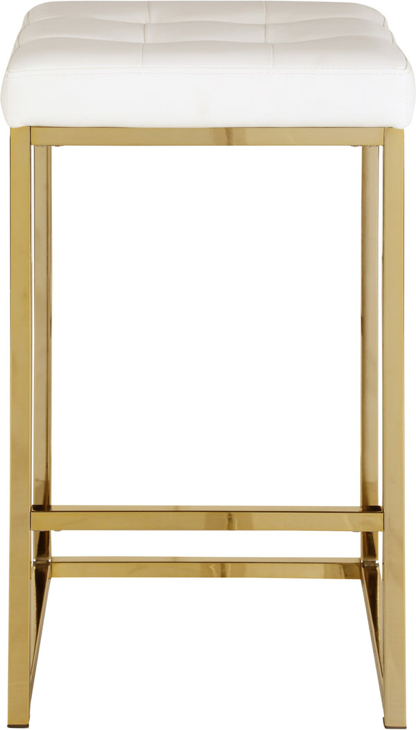 Nicola Faux Leather / Steel / Foam Contemporary White Faux Leather Stool - 15" W x 15" D x 26.5" H