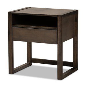 Baxton Studio Inicio Modern and Contemporary Ash Brown Finished 1-Drawer Wood Nightstand