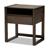 Inicio Modern and Contemporary Ash Brown Finished 1-Drawer Wood Nightstand