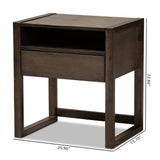 Baxton Studio Inicio Modern and Contemporary Ash Brown Finished 1-Drawer Wood Nightstand