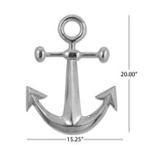 Talmo Handcrafted Aluminum Anchor Wall Decor, Silver Noble House