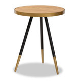 Lauro Modern Contemporary Round End Table with Black Gold Legs