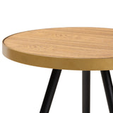 Baxton Studio Lauro Modern and Contemporary Round Walnut Wood and Metal End Table with Two-Tone Black and Gold Legs