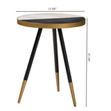 Baxton Studio Lauro Modern and Contemporary Round Glossy Marble and Metal End Table with Two-Tone Black and Gold Legs