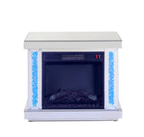 Noralie Glam Fireplace LED, Mirrored & Faux Diamonds 90864-ACME