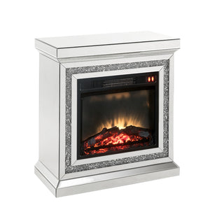 Noralie Glam Fireplace Mirrored & Faux Diamonds 90868-ACME