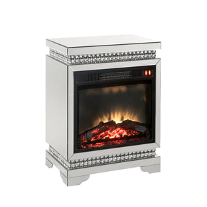 Lotus Glam Fireplace Mirrored & Faux Diamonds 90870-ACME