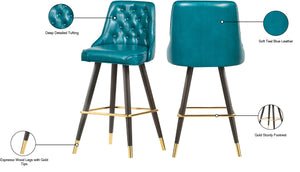 Portnoy Faux Leather / Metal / Engineered Wood / Foam Contemporary Teal Faux Leather Counter/Bar Stool - 19.5" W x 18.5" D x 40.5" H