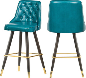 Portnoy Faux Leather / Metal / Engineered Wood / Foam Contemporary Teal Faux Leather Counter/Bar Stool - 19.5" W x 18.5" D x 40.5" H