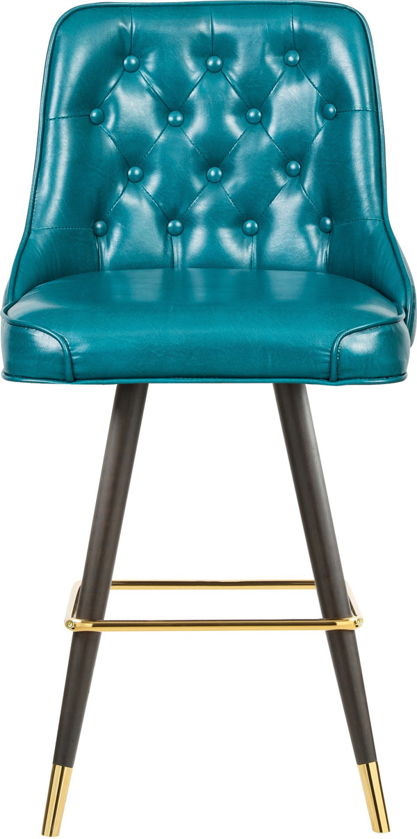 Portnoy Faux Leather / Metal / Engineered Wood / Foam Contemporary Teal Faux Leather Counter/Bar Stool - 19.5" W x 18.5" D x 40.5" H