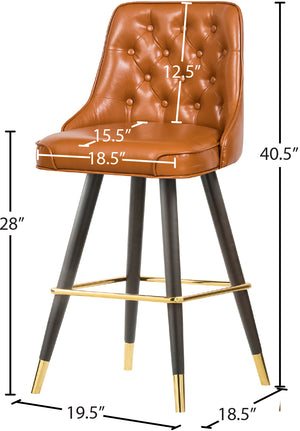Portnoy Faux Leather / Metal / Engineered Wood / Foam Contemporary Cognac Faux Leather Counter/Bar Stool - 19.5" W x 18.5" D x 40.5" H