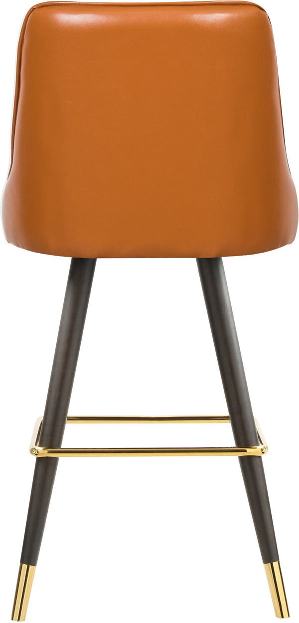 Portnoy Faux Leather / Metal / Engineered Wood / Foam Contemporary Cognac Faux Leather Counter/Bar Stool - 19.5" W x 18.5" D x 40.5" H
