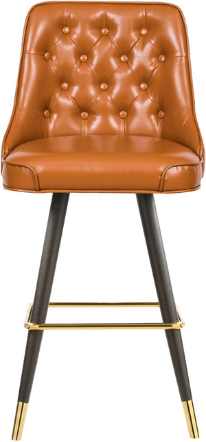 Portnoy Faux Leather / Metal / Engineered Wood / Foam Contemporary Cognac Faux Leather Counter/Bar Stool - 19.5" W x 18.5" D x 40.5" H