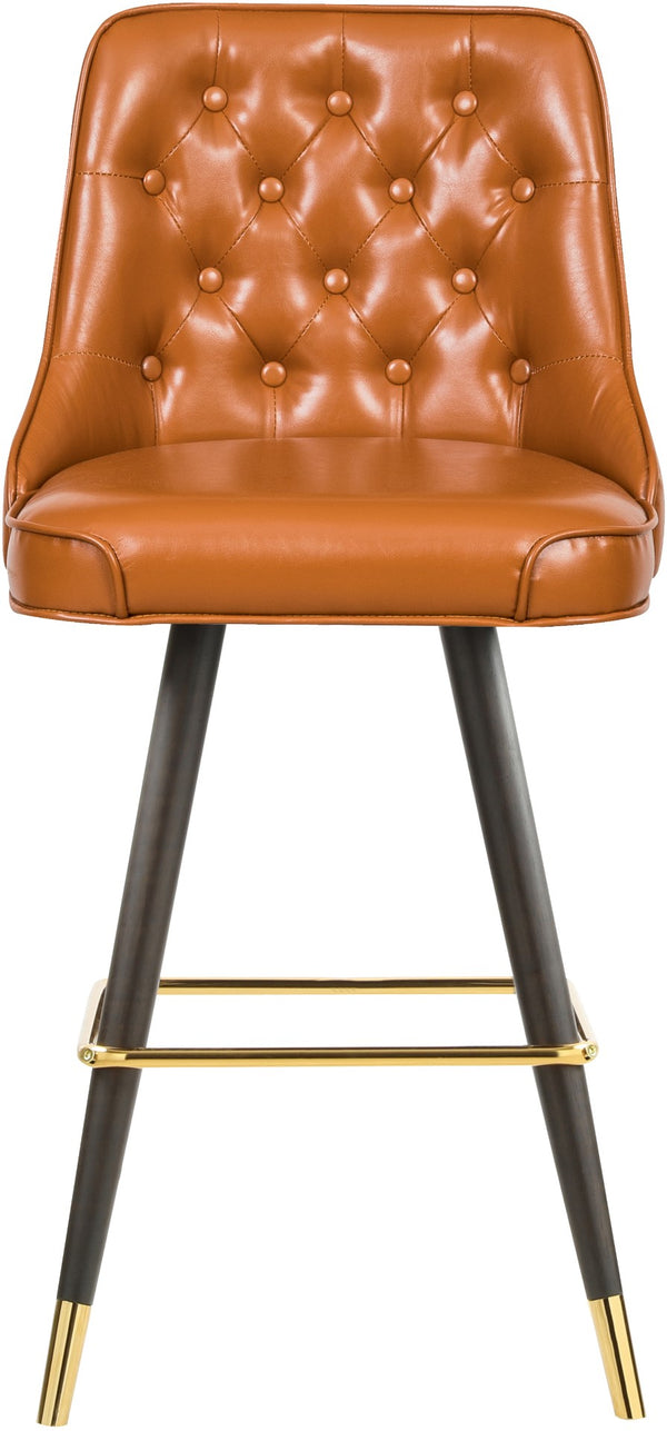 Portnoy Faux Leather / Metal / Engineered Wood / Foam Contemporary Cognac Faux Leather Counter/Bar Stool - 19.5" W x 18.5" D x 40.5" H