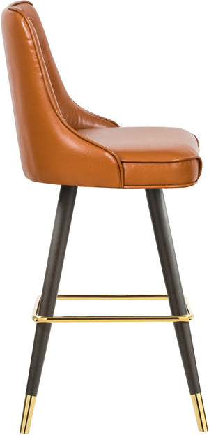 Portnoy Faux Leather / Metal / Engineered Wood / Foam Contemporary Cognac Faux Leather Counter/Bar Stool - 19.5" W x 18.5" D x 40.5" H