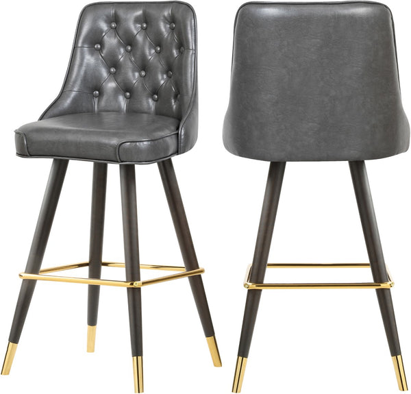 Portnoy Faux Leather / Metal / Engineered Wood / Foam Contemporary Grey Faux Leather Counter/Bar Stool - 19.5" W x 18.5" D x 40.5" H