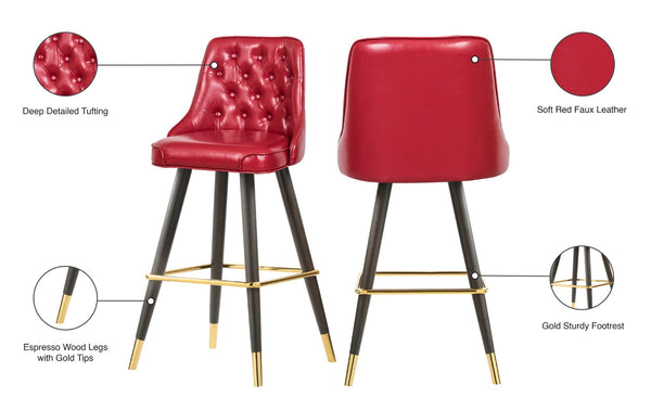 Portnoy Faux Leather / Metal / Engineered Wood / Foam Contemporary Red Faux Leather Counter/Bar Stool - 19.5" W x 18.5" D x 40.5" H