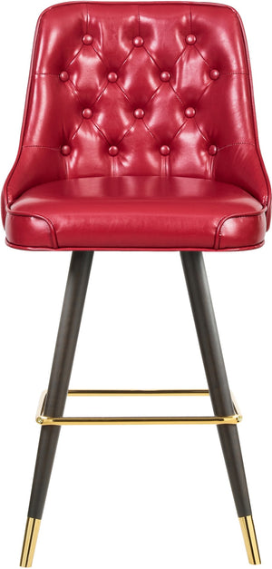 Portnoy Faux Leather / Metal / Engineered Wood / Foam Contemporary Red Faux Leather Counter/Bar Stool - 19.5" W x 18.5" D x 40.5" H