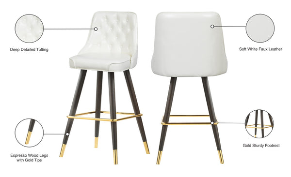 Portnoy Faux Leather / Metal / Engineered Wood / Foam Contemporary White Faux Leather Counter/Bar Stool - 19.5" W x 18.5" D x 40.5" H