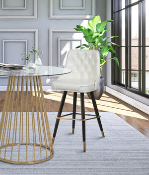 Portnoy Faux Leather / Metal / Engineered Wood / Foam Contemporary White Faux Leather Counter/Bar Stool - 19.5" W x 18.5" D x 40.5" H