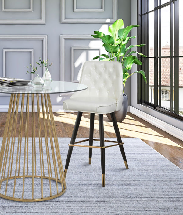 Portnoy Faux Leather / Metal / Engineered Wood / Foam Contemporary White Faux Leather Counter/Bar Stool - 19.5" W x 18.5" D x 40.5" H