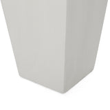 Ella Outdoor Modern Medium Cast Stone Planter, White Noble House