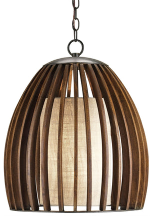Carling Pendant Light - Mid-Century Modern Wood Design with Burlap Diffuser for Stylish Spaces