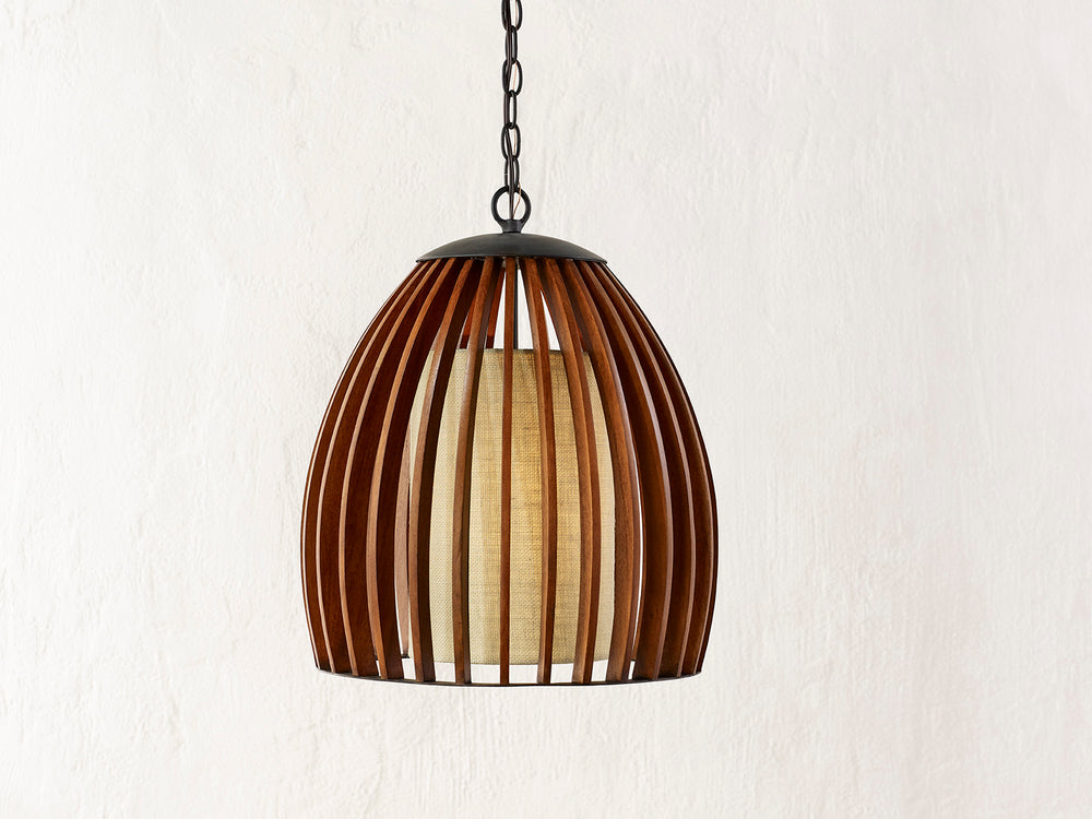 Carling Pendant Light - Mid-Century Modern Wood Design with Burlap Diffuser for Stylish Spaces