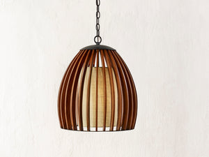 Carling Pendant Light - Mid-Century Modern Wood Design with Burlap Diffuser for Stylish Spaces