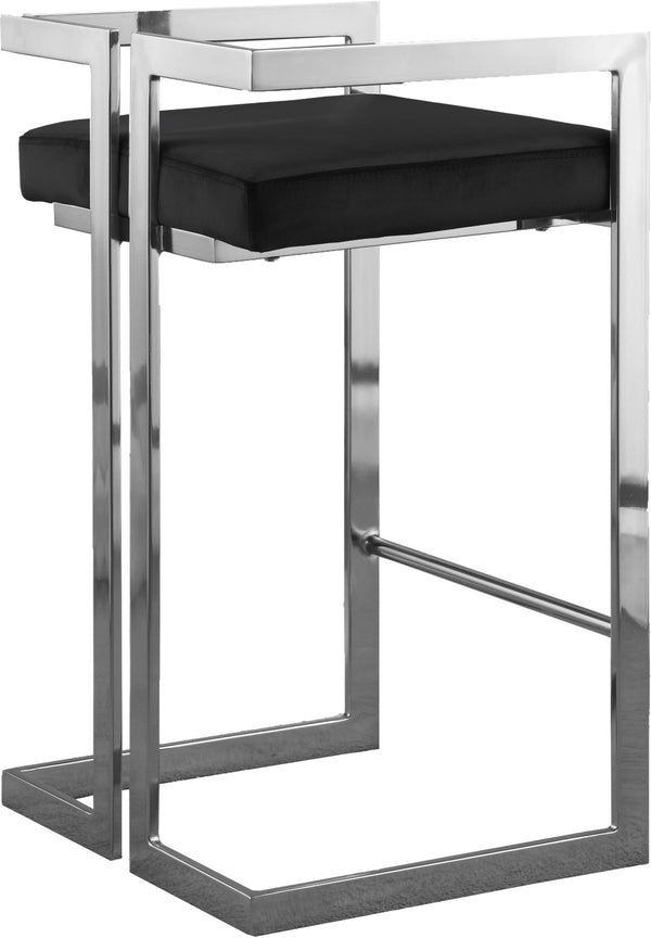 Ezra Velvet / Engineered Wood / Steel / Foam Contemporary Black Velvet Stool - 19" W x 17.5" D x 31" H