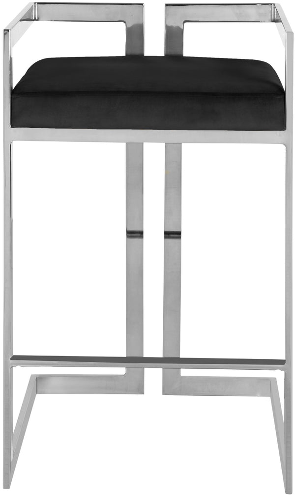 Ezra Velvet / Engineered Wood / Steel / Foam Contemporary Black Velvet Stool - 19" W x 17.5" D x 31" H