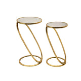 Sagebrook Home Glam Set of 2 -  Gold Accent Tables, Mirror Top 12286-01 Gold Metal