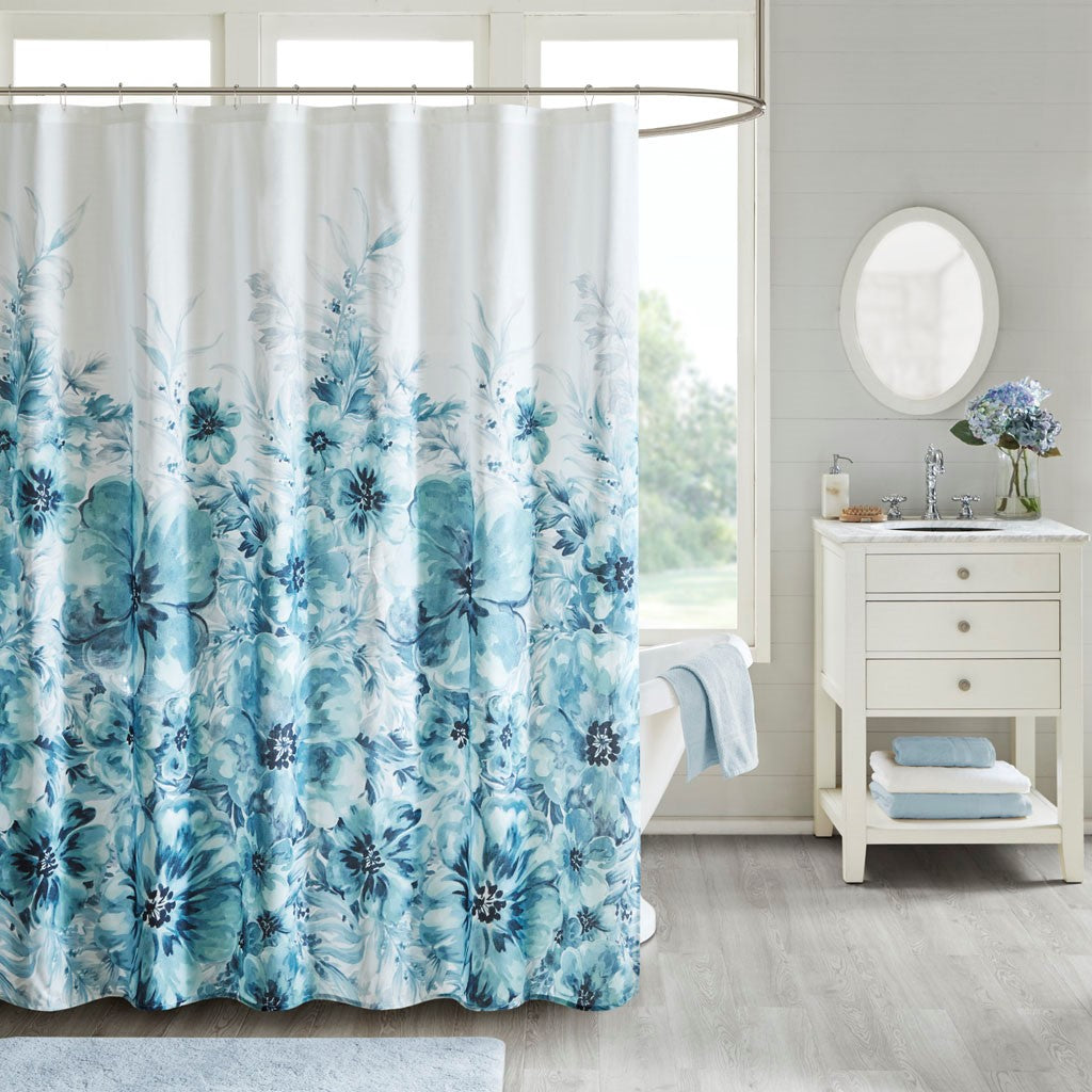 Enza Transitional 100% Cotton Printed Shower Curtain