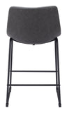 Zuo Modern Smart 100% Polyurethane, Plywood, Steel Transitional Commercial Grade Counter Stool Set - Set of 2 Charcoal, Black 100% Polyurethane, Plywood, Steel