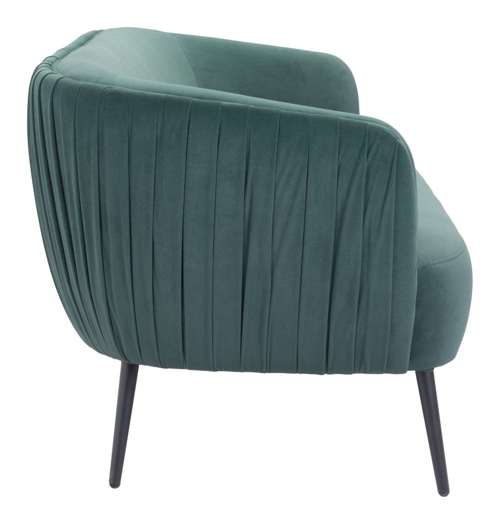 Zuo Modern Karan 100% Polyester, Plywood, Steel Modern Commercial Grade Sofa Green, Black 100% Polyester, Plywood, Steel