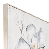 Sagebrook Home Contemporary 51x51 Framed Hand Painted Flower Canvas, Ivory 70205  Polyester Canvas