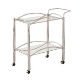 Contemporary 2-tier Serving Cart with Glass Top Chrome and Clear