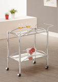 Contemporary 2-tier Serving Cart with Glass Top Chrome and Clear