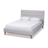 Erlend Mid-Century Modern Fabric Upholstered Queen Size Platform Bed