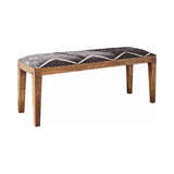 Serene Traditional Rectangular Upholstered Bench Natural and Navy