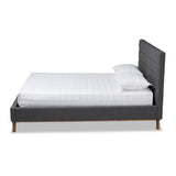 Baxton Studio Erlend Mid-Century Modern Dark Grey Fabric Upholstered Queen Size Platform Bed