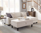 Casual Upholstered Storage Ottoman Beige and White