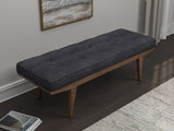 Modern Upholstered Tufted Bench Taupe and Natural