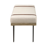 Contemporary Beige and Black Upholstered Bench with Hairpin Legs - Stylish Seating for Any Space