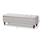 Baxton Studio Brette Mid-Century Modern Grayish Beige Fabric Upholstered Dark Brown Finished Wood Storage Bench Ottoman